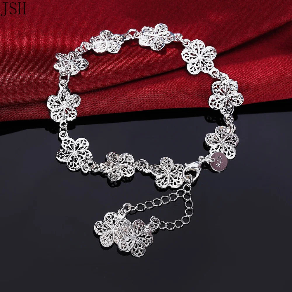 925 sterling silver bracelet beautiful flowers